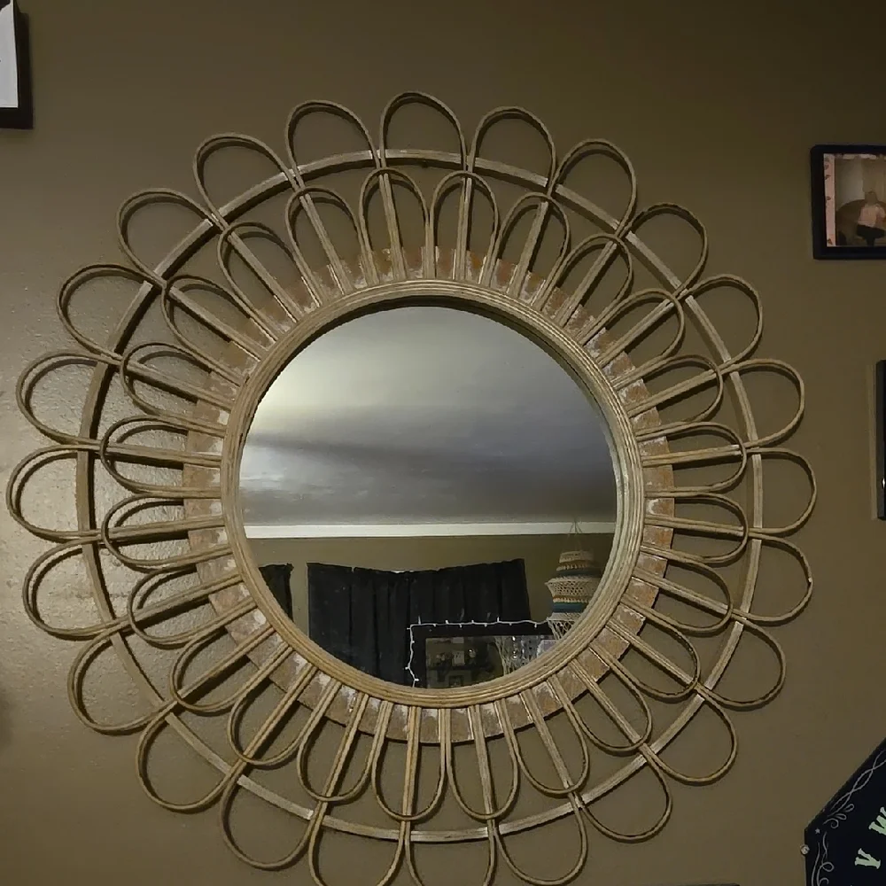 Elegant Brown Sunburst Wall Mirror